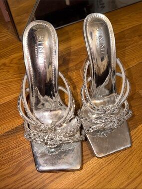 Simmi Shoes Silver Embellished Strappy Heels